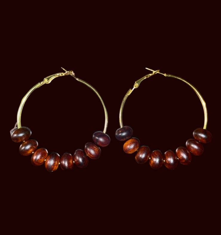 Wooden Beaded Hoops