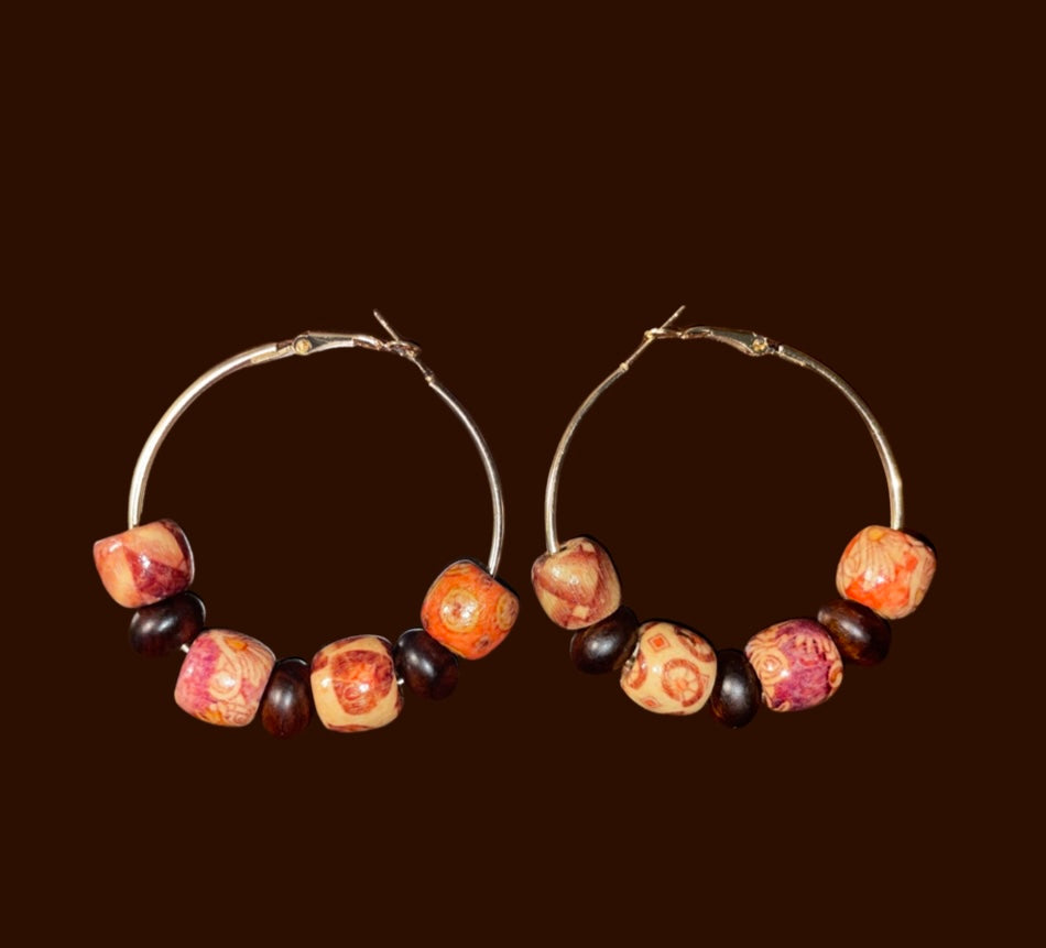 Wooden Beaded Hoops